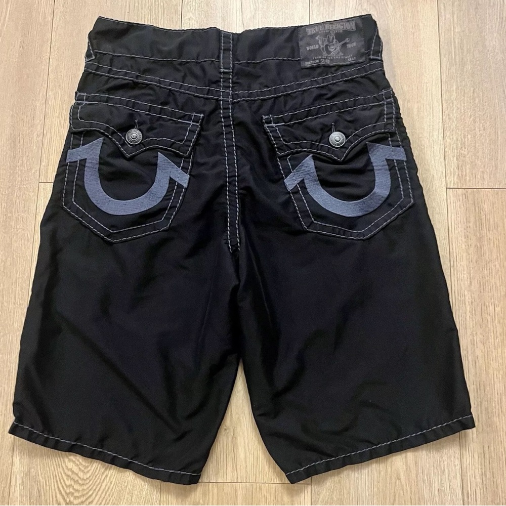 True Religion Board Shorts Mens 32 Black Surf Thick Stitch